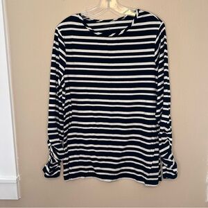 Coldwater Creek Black and White Striped Long Sleeve Top Size XL